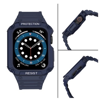 Apple Watch Series 9 45mm Gigapack Pótszíj egyedi méret, ütésállóság + szilikon keret, SÖTÉTKÉK