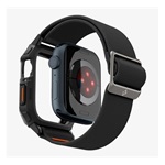 Apple Watch Series 9 45mm SPIGEN LITE FIT PRO pótszíj egyedi méret, ütésállóság + szilikon keret, FEKETE