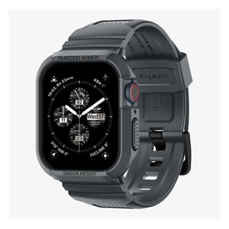 Apple Watch Series 9 45mm SPIGEN RUGGED ARMOR PRO pótszíj egyedi méret, ütésállóság + szilikon keret, SÖTÉTSZÜRKE