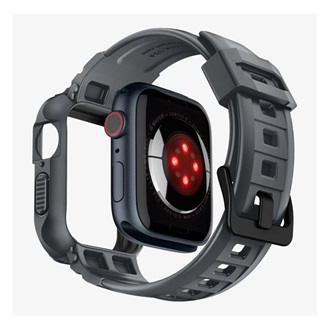 Apple Watch Series 9 45mm SPIGEN RUGGED ARMOR PRO pótszíj egyedi méret, ütésállóság + szilikon keret, SÖTÉTSZÜRKE