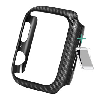 Apple Watch Series SE 2 44mm ENKAY szilikon keret karbon minta + képernyővédő fólia FEKETE