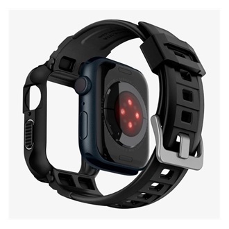 Apple Watch Series SE 2 44mm SPIGEN RUGGED ARMOR PRO pótszíj egyedi méret, ütésállóság + szilikon keret, FEKETE