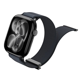 Apple Watch Series SE 3 44mm / Ultra 3 49mm / Series 11 46mm DUX DUCIS YM pótszíj egyedi méret, mágneses, FEKETE