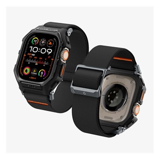 Apple Watch Ultra 2 49mm SPIGEN LITE FIT PRO pótszíj egyedi méret, ütésállóság + szilikon keret, FEKETE