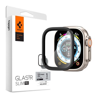 Apple Watch Ultra 2 49mm SPIGEN TR SLIM PRO kijelzővédő üveg fém keret, 9H, FEKETE