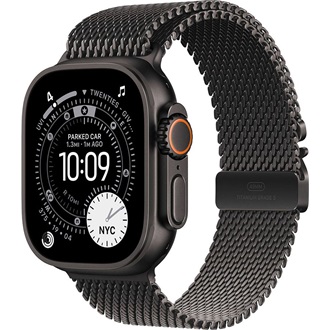 Apple Watch Ultra 3 (49mm) Black Titanium cellular okosóra fekete + Black Titanium Milanese Loop - Medium