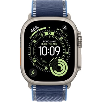 Apple Watch Ultra 3 (49mm) Natural Titanium cellular okosóra ezüst + Blue/Bright Blue Trail Loop - M/L