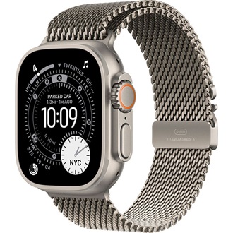 Apple Watch Ultra 3 (49mm) Natural Titanium cellular okosóra ezüst + Natural Titanium Milanese Loop - Medium