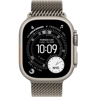 Apple Watch Ultra 3 (49mm) Natural Titanium cellular okosóra ezüst + Natural Titanium Milanese Loop - Medium
