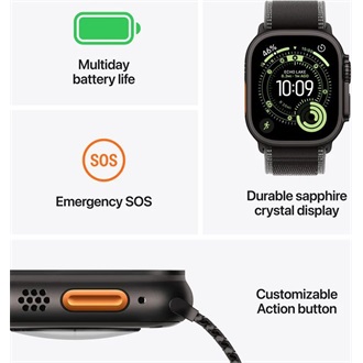Apple Watch Ultra 3 (49mm) cellular Titanium okosóra fekete + Milanese Loop