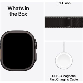 Apple Watch Ultra 3 (49mm) Black Titanium cellular okosóra fekete + Black/Charcoal Trail Loop - S/M