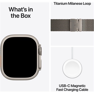 Apple Watch Ultra 3 (49mm) Natural Titanium cellular okosóra ezüst + Natural Titanium Milanese Loop - Medium