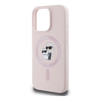 Apple iPhone 16 Pro KARL LAGERFELD LIQUID SILICONE KARL AND CHOUPETTE MAGSAFE telefonvédő ütésállóság, RÓZSASZÍN