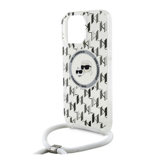Apple iPhone 16 Pro Max KARL LAGERFELD IML MONOGRAM CROSSBODY K&CH HEADS MAGSAFE telefonvédő ütésállóság, ÁTLÁTSZÓ