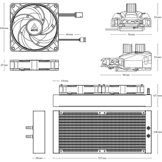 Arctic Cooling Liquid Freezer II 280 RGB processzor vízhűtő fekete