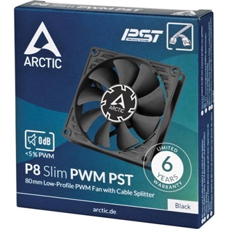 Arctic Cooling P8 SLim PWM PST rendszerhűtő ventilátor fekete