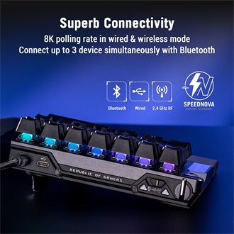 Asus ROG Falcata Ace Bluetooth / vezeték nélküli angol ROG HFX V2 Magnetic mechanikus billentyűzet fekete