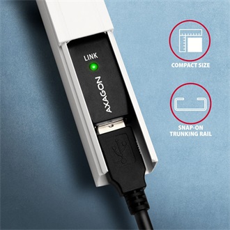 Axagon ADR-205 USB-A 2.0 -> USB-A 2.0 M/F aktív adatkábel hosszabbító 5m fekete