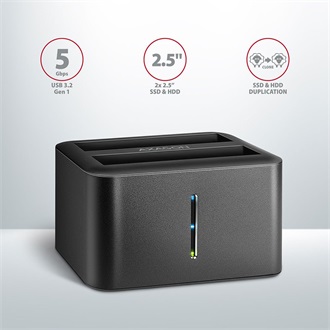 Axagon SuperSpeed USB DUAL 2.5" SATA3 USB3.0 dokkoló fekete