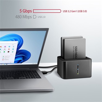 Axagon SuperSpeed USB DUAL 2.5" SATA3 USB3.0 dokkoló fekete