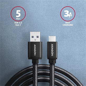 Axagon USB-C 3.2 Gen1 -> USB-A 3.2 Gen 1 M/M adatkábel 2m fekete