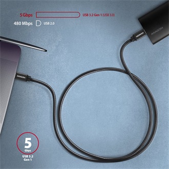 Axagon BUCM3-CM10AB USB-C 3.2 Gen1 - USB-C 3.2 Gen1 M/M adatkábel 1m fekete