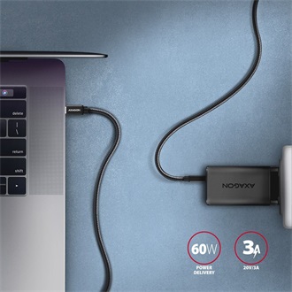 Axagon USB-C 3.2 Gen1 -> USB-C 3.2 Gen1 M/M adatkábel 2m fekete 60W