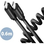 Axagon USB-C -> USB-C M/M adatkábel 0.6m fekete tekercselt, 60W