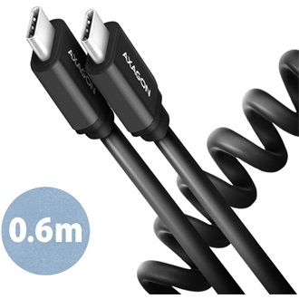 Axagon USB-C -> USB-C M/M adatkábel 0.6m fekete tekercselt, 60W