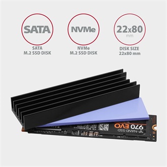 Axagon CLR-M2L10 M.2 hűtőborda fekete