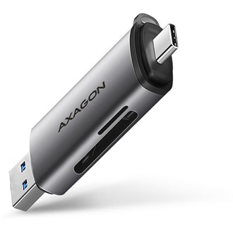 Axagon CRE-SAC USB3.2 Gen1 A / USB-C SD, microSD kártyaolvasó szürke (fém ház)