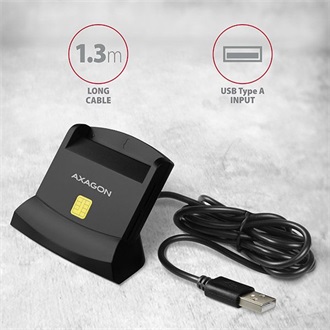 Axagon CRE-SM2 SD, microSD, SIM, Smart Card kártyaolvasó fekete
