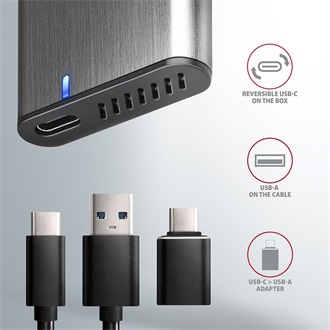 Axagon EEM2-SG2 M.2 2280 PCIe NVMe / SATA3 USB3.2 Gen 2×1 C külső ház ezüst