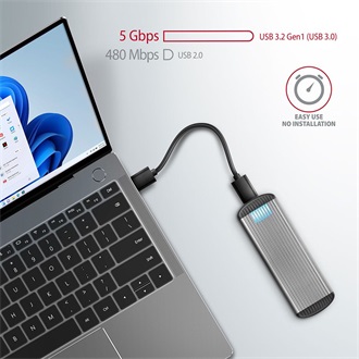 Axagon EEM2-SA M.2 2280 SATA3 USB3.0 külső ház ezüst