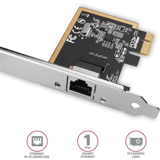 Axagon PCEE-GRF 1Gb/s PCIe x1 RJ45 hálózati adapter low profile