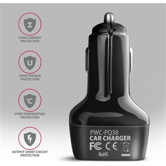 Axagon PWC-PQ38 38W univerzális autós töltő adapter fekete (PD/QC3.0)