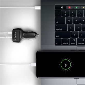 Axagon PWC-PQ38 38W univerzális autós töltő adapter fekete (PD/QC3.0)