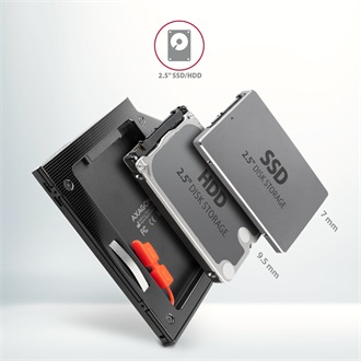 Axagon RSS-CD09 5,25" slim ODD 9,5mm -> 1db 2,5" SATA SATA3 beépítő keret fekete