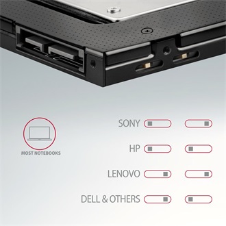 Axagon RSS-CD09 5,25" slim ODD 9,5mm -> 1db 2,5" SATA SATA3 beépítő keret fekete