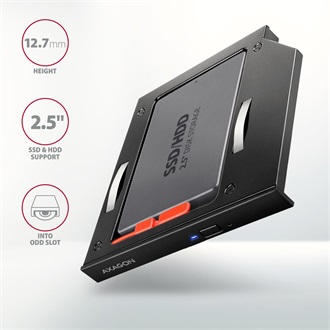 Axagon RSS-CD12 slim ODD 12,7mm -> 1db 2,5" SATA3 beépítő keret fekete
