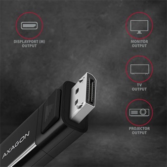 Axagon USB-C -> DisplayPort 1.2 M/M video kábel 1.8m fekete