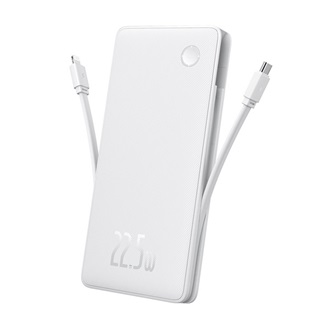 BASEUS AIRPOW LITE vésztöltő USB+Type-C aljzat (10000mAh, 22.5W, PD gyorstöltő, LED jelzés + fix Type-C kábel) FEHÉR