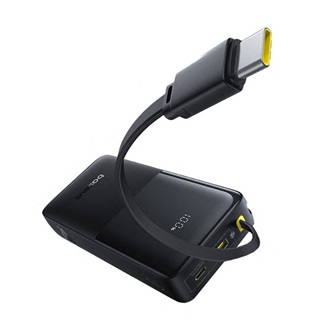 BASEUS BIPOW 2 powerbank USB+Type-C aljzat 10000mAh, LED kijelző + fix kábel, FEKETE