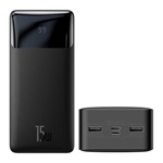 BASEUS BIPOW OE vésztöltő 2 USB+Type-C+microUSB aljzat 30000mAh, LED kijelző, FEKETE
