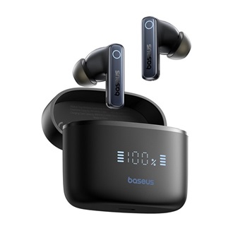 BASEUS BOWIE E30 bluetooth fülhallgató SZTEREO (v5.3, TWS, mikrofon, zajszűrő, IPX5, LED kijelző + töltőtok) FEKETE