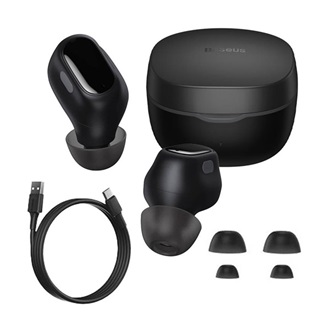 BASEUS BOWIE WM01 Bluetooth fülhallgató SZTEREO v5.3, mikrofon + töltőtok, FEKETE