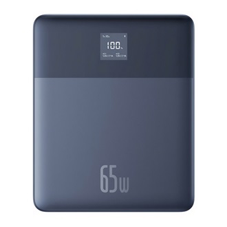 BASEUS Blade2 powerbank 2 Type-C aljzat (12000mAh, 65W, PD gyorstöltő, LED kijelző + Type-C kábel) SÖTÉTKÉK