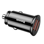 BASEUS CIRCULAR autós töltő 2 USB aljzat 30W, PD gyorstöltő 3.0, FEKETE