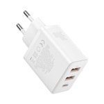 BASEUS CUBE hálózati töltő 2 USB+Type-C aljzat (30W, GaN, PD gyorstöltő 3.0) FEHÉR