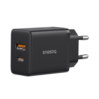BASEUS CUBE hálózati töltő USB+Type-C aljzat 20W, PD gyorstöltő 3.0, FEKETE